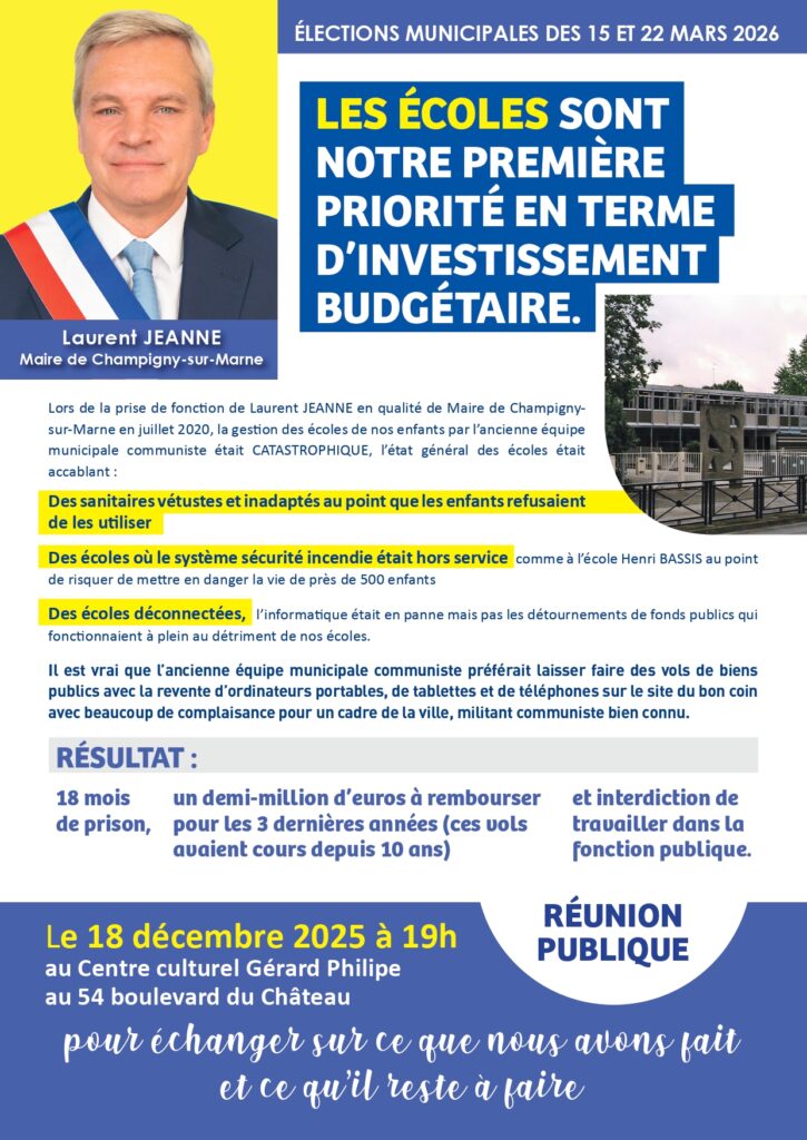 Les écoles, notre priorité budgétaire